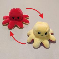 Oboustranná plyšová chobotnice žluto-červená