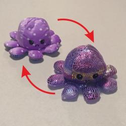 Oboustranná plyšová chobotnice fialovo-třpytivá