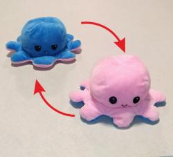 Oboustranná plyšová chobotnice růžovo-modrá