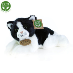 Plyšová kočka bílo-černá ležící 16 cm ECO-FRIENDLY
