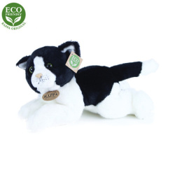 Plyšová kočka bílo-černá ležící 30 cm ECO-FRIENDLY