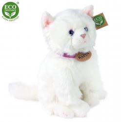 Plyšová kočka bílá sedící 25 cm ECO-FRIENDLY